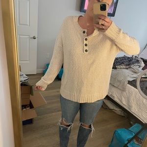 American Eagle Henley Sweater - Cream